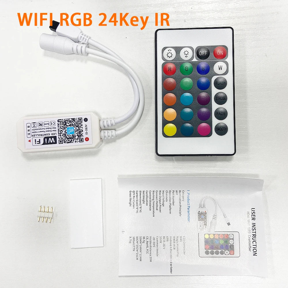 RGB WiFi LED Strip Light Bluetooth IR Controller DC 5V 12V 24V For Panel Timing Function Android IOS APP Google Magic Home