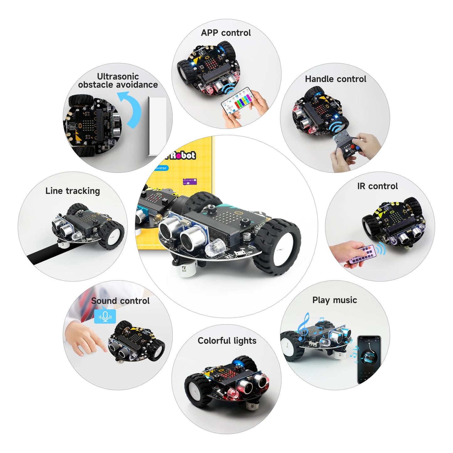 Yahboom Microbit Car Programmable Toys Coding Robotics for Microbit V2 V1 with Battery CE RoHS For STEM Education Microbit Robot