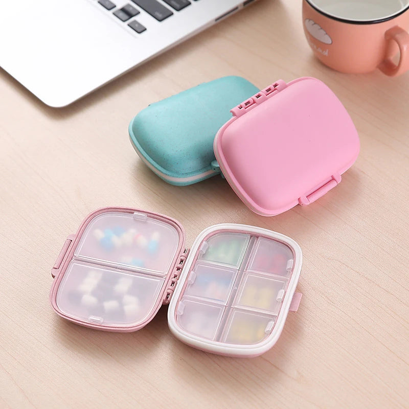 Portable Eight-Grid Sub-Packing Large Capacity Pill Box Sealed Moisture-Proof Pill Storage Box Folding Two-Layer Waterproof Pill