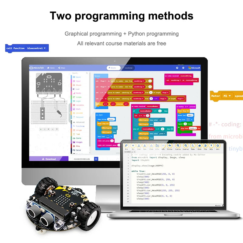 Yahboom Microbit Car Programmable Toys Coding Robotics for Microbit V2 V1 with Battery CE RoHS For STEM Education Microbit Robot