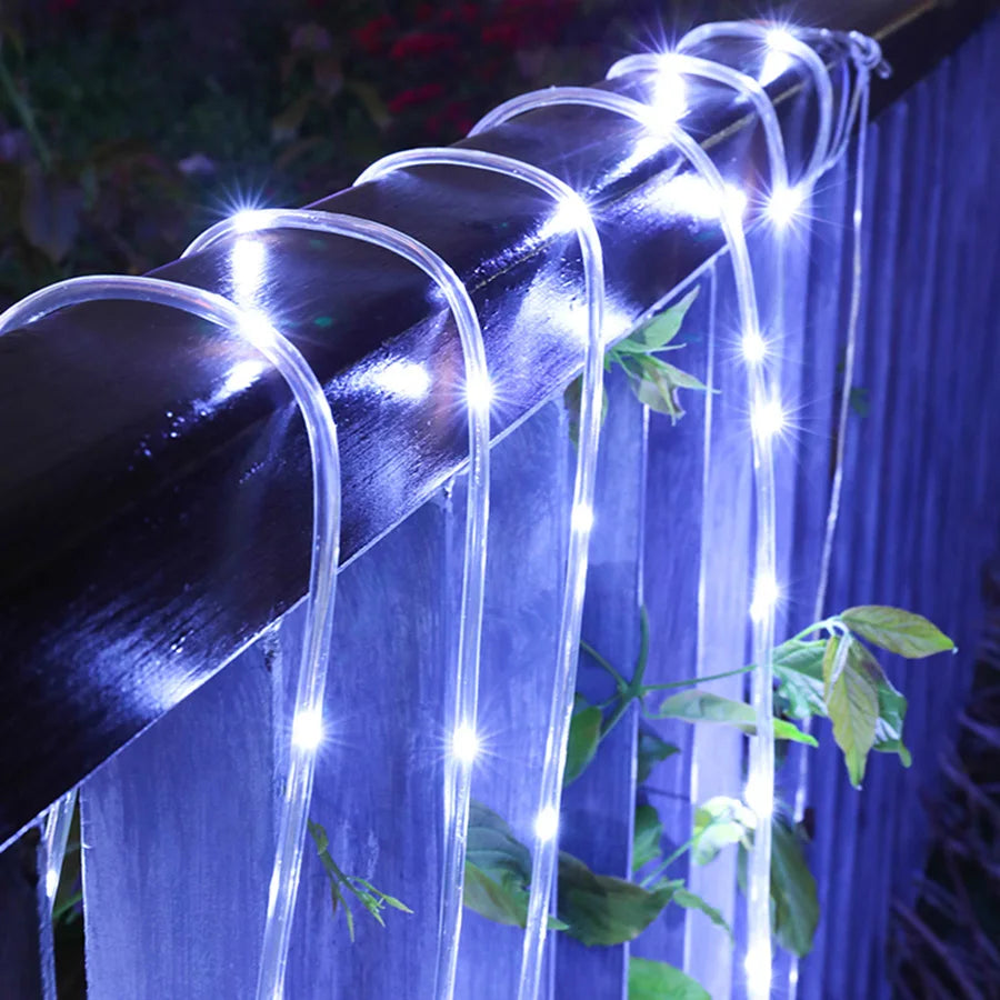 Christmas LED Rope Light Low Voltage 8 Mode Waterproof 12M 100LED Outdoor Clear Tube Light Rope and String For Deck Patio Garden