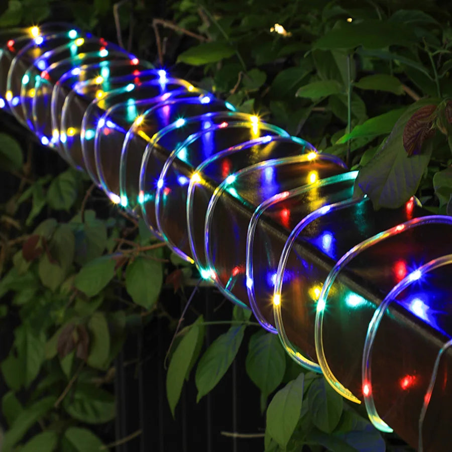 Christmas LED Rope Light Low Voltage 8 Mode Waterproof 12M 100LED Outdoor Clear Tube Light Rope and String For Deck Patio Garden