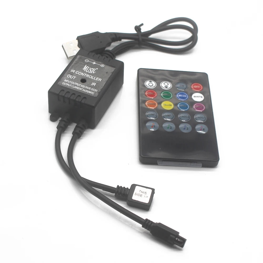 USB 20 music keys IR controller black Remote sound sensor for RGB LED strip high quality 5-24V