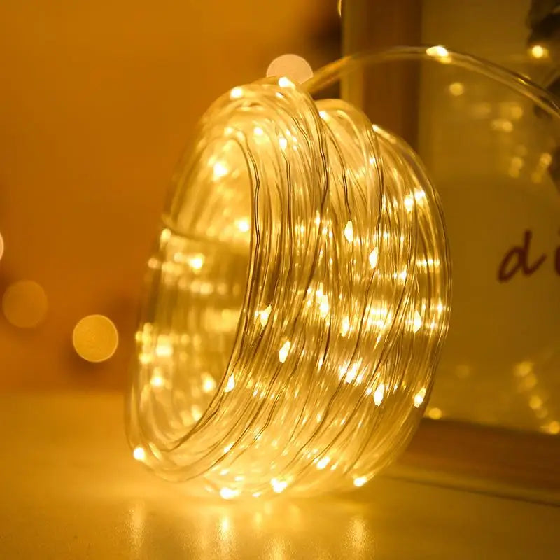 LED Rope Lights Outdoor String Light Battery Powered With Remote Controller 10/15M New Year 2024 Fairy Lights Waterproof Garland