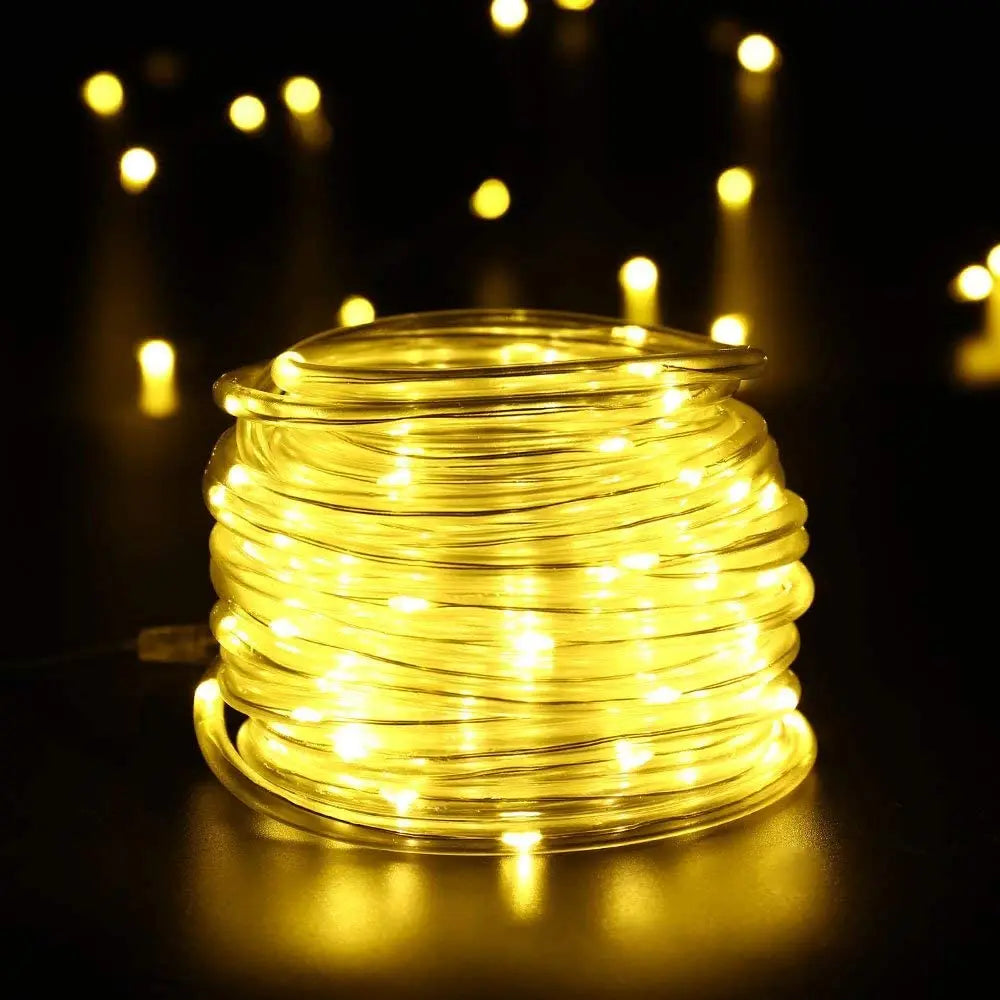 LED Rope Lights Outdoor String Light Battery Powered With Remote Controller 10/15M New Year 2024 Fairy Lights Waterproof Garland