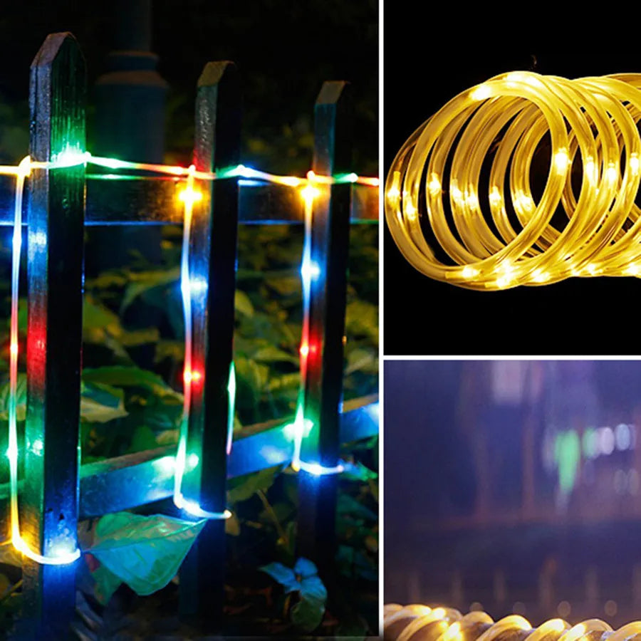 Christmas LED Rope Light Low Voltage 8 Mode Waterproof 12M 100LED Outdoor Clear Tube Light Rope and String For Deck Patio Garden