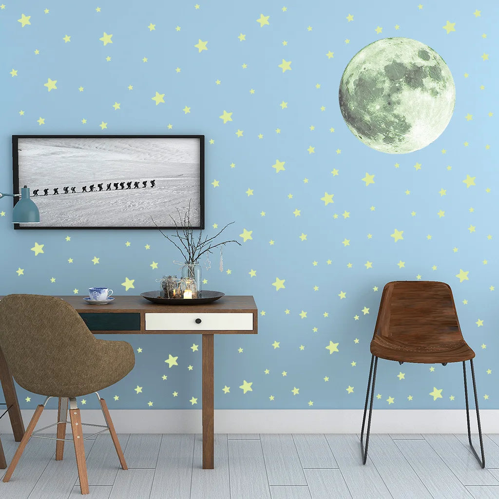 Luminous Moon Stars Wall Stickers for Kids room Bedroom Decor Glow in the dark Earth Wall Decals Noctilucent Stickers Home Decor