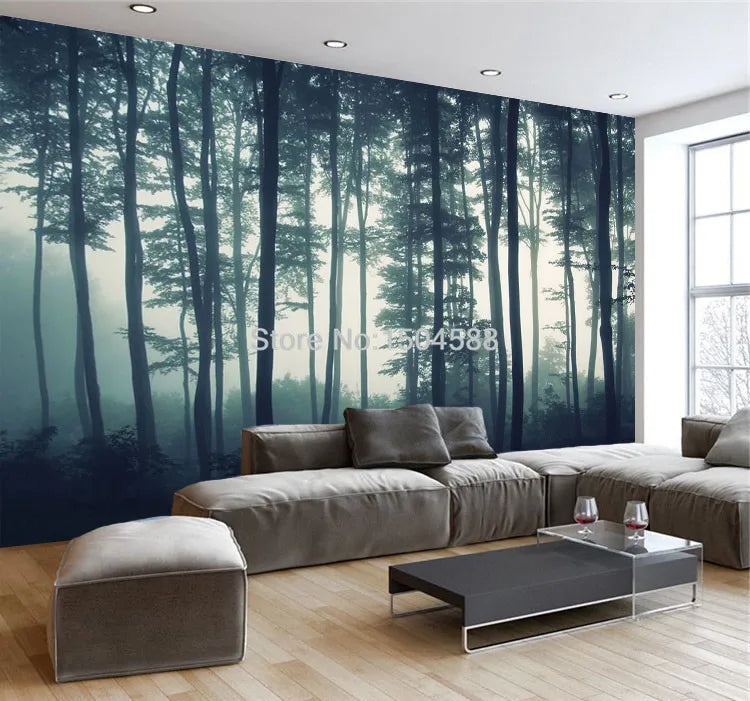 Custom Photo Wallpaper 3D Natural Forest Tree Wall Mural Living Room TV Sofa Bedroom Wall Painting Nature Landscape Wall Paper