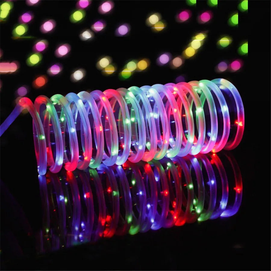 Christmas LED Rope Light Low Voltage 8 Mode Waterproof 12M 100LED Outdoor Clear Tube Light Rope and String For Deck Patio Garden