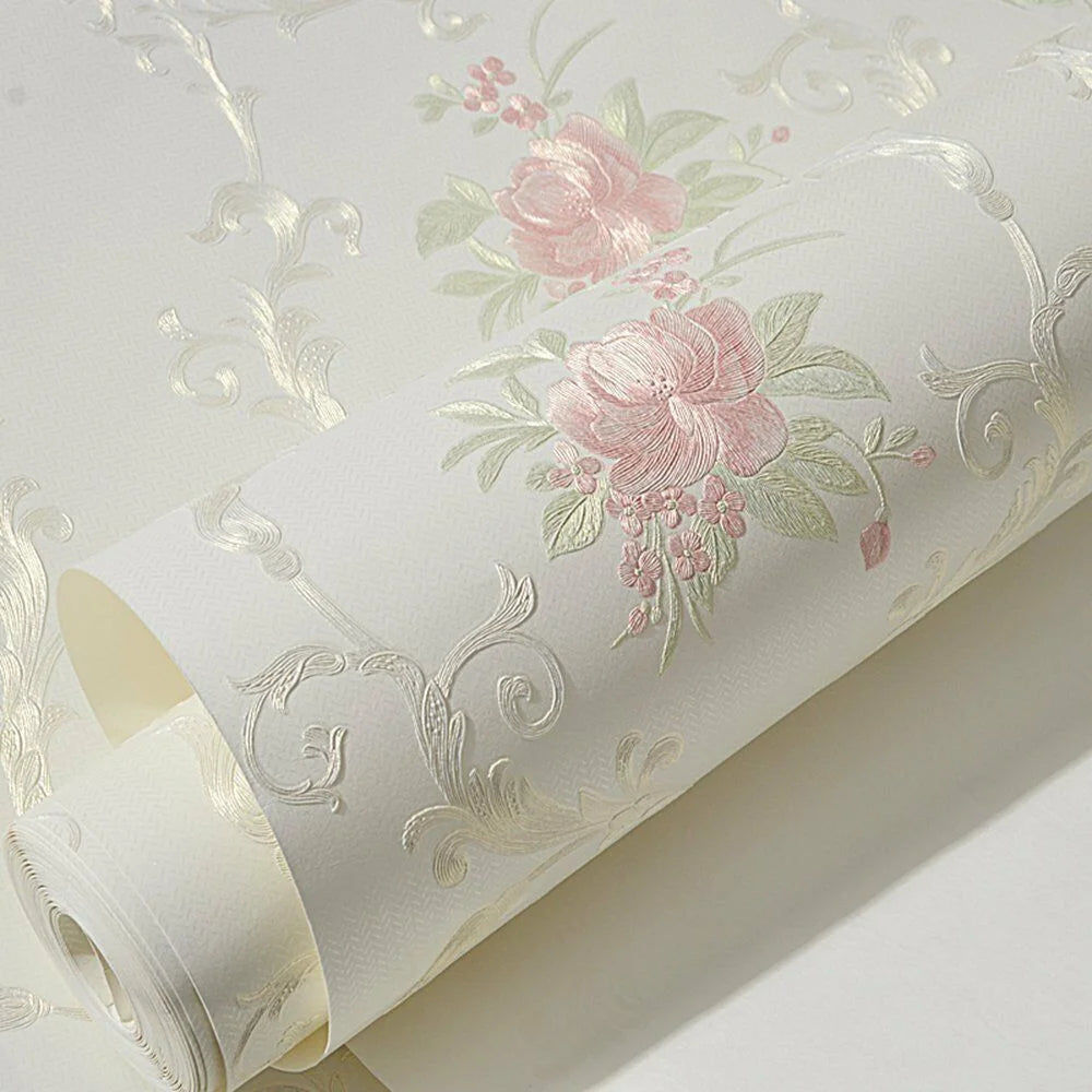 European Style Non Woven Peel and Stick Wallpaper 3D Pastoral Decorative Contact Paper Self Adhesive Wallpaper Luxury Embossed