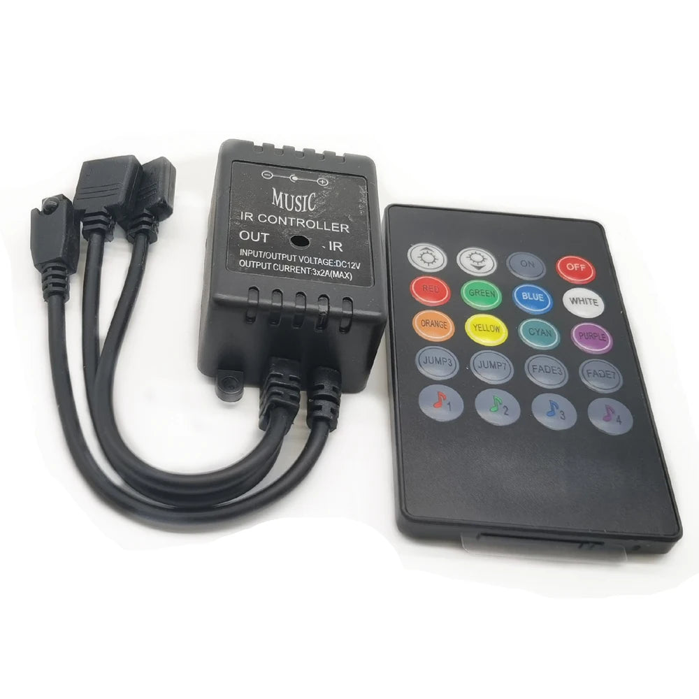 USB 20 music keys IR controller black Remote sound sensor for RGB LED strip high quality 5-24V