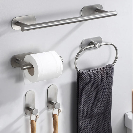 Bathroom Accessories Set Wall-mounted Towel Bar Toilet Paper Rack Stainless Steel Matte Black Bathroom Hardware Set