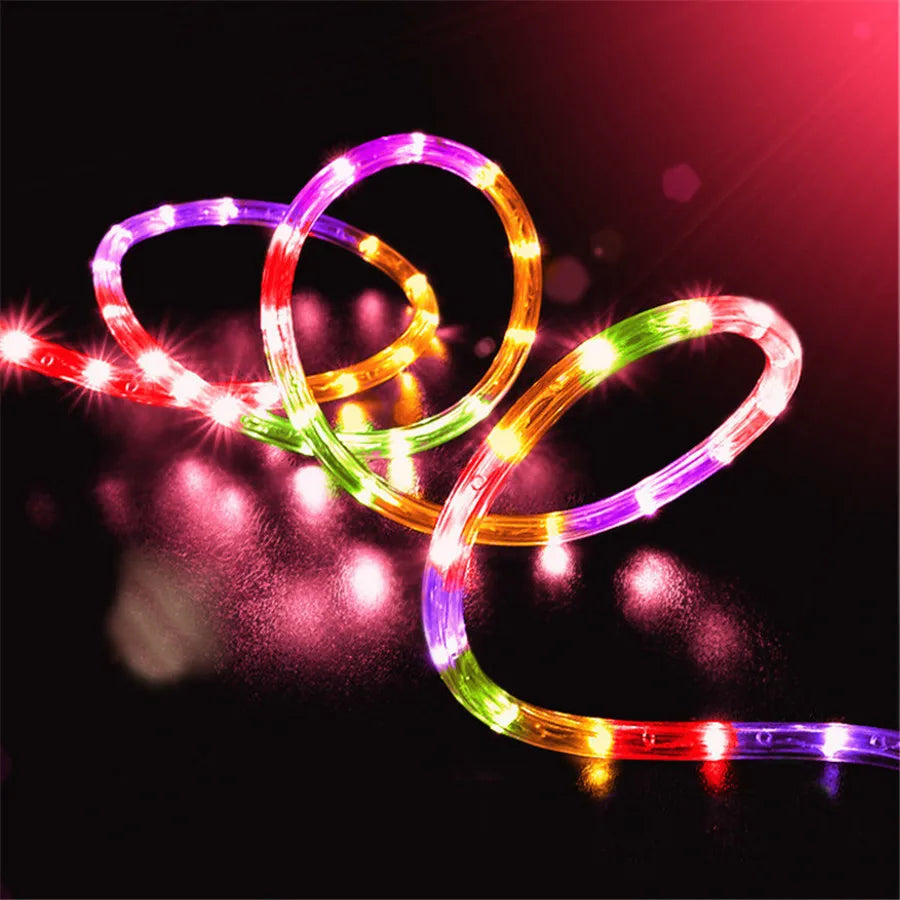 Christmas LED Rope Light Low Voltage 8 Mode Waterproof 12M 100LED Outdoor Clear Tube Light Rope and String For Deck Patio Garden