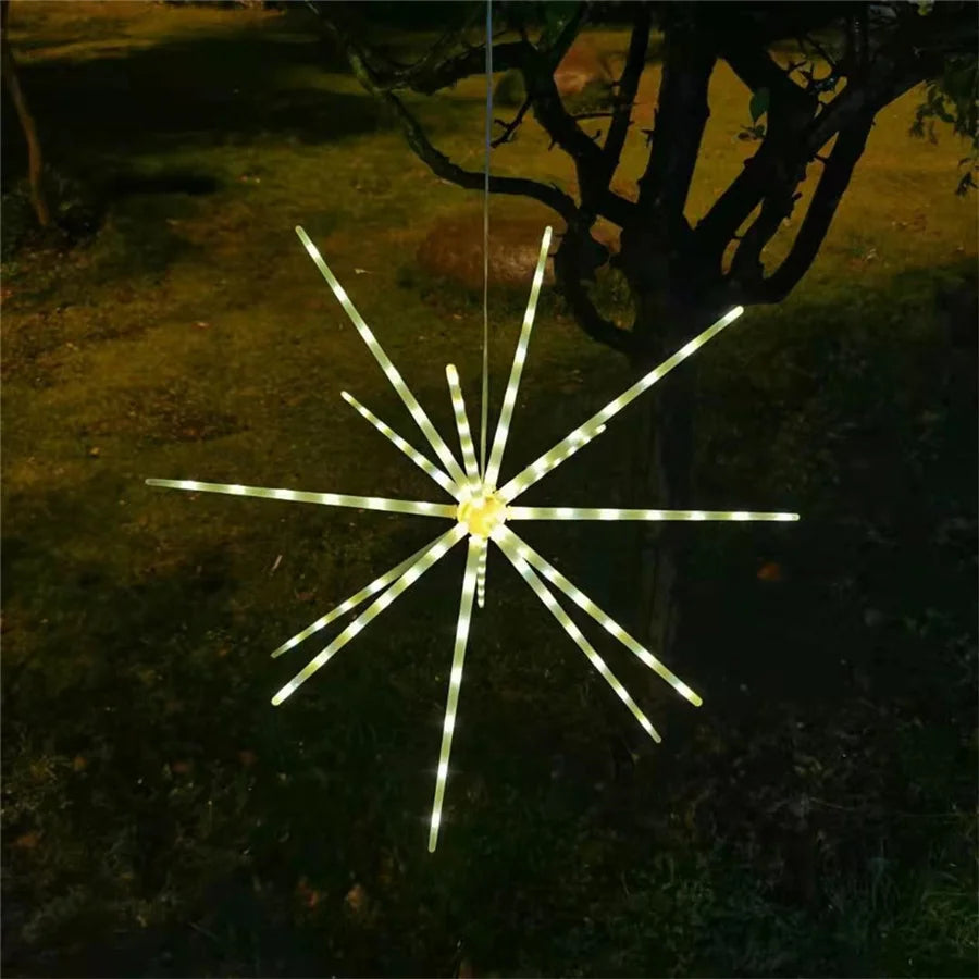 Outdoor Waterproof Starburst Christmas String Lights Battery Operated 112LED Hanging Firework Fairy Garden Lights Garland Decor