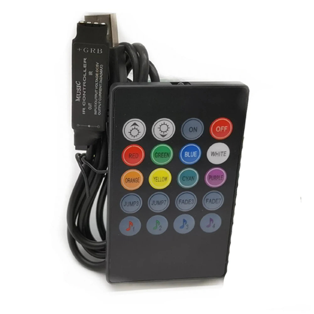 USB 20 music keys IR controller black Remote sound sensor for RGB LED strip high quality 5-24V