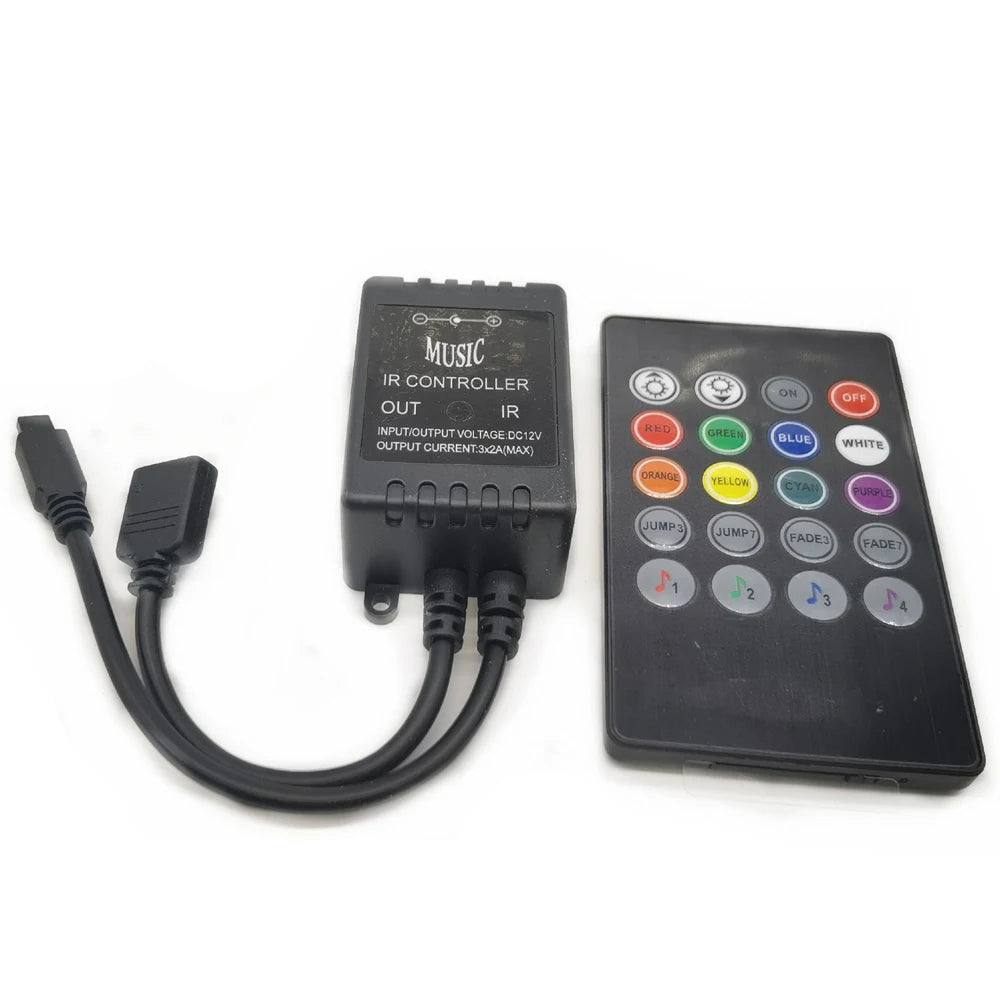 USB 20 music keys IR controller black Remote sound sensor for RGB LED strip high quality 5-24V