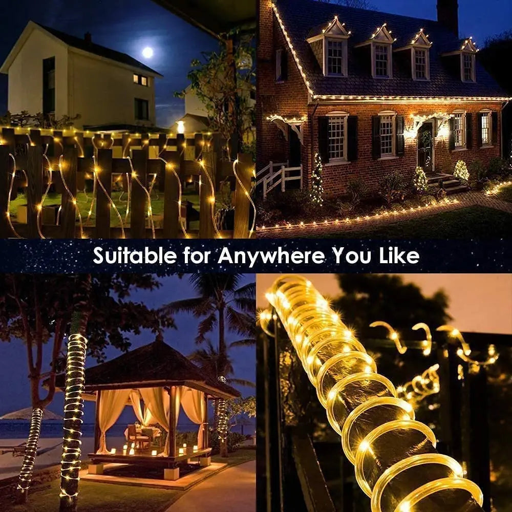 LED Rope Lights Outdoor String Light Battery Powered With Remote Controller 10/15M New Year 2024 Fairy Lights Waterproof Garland