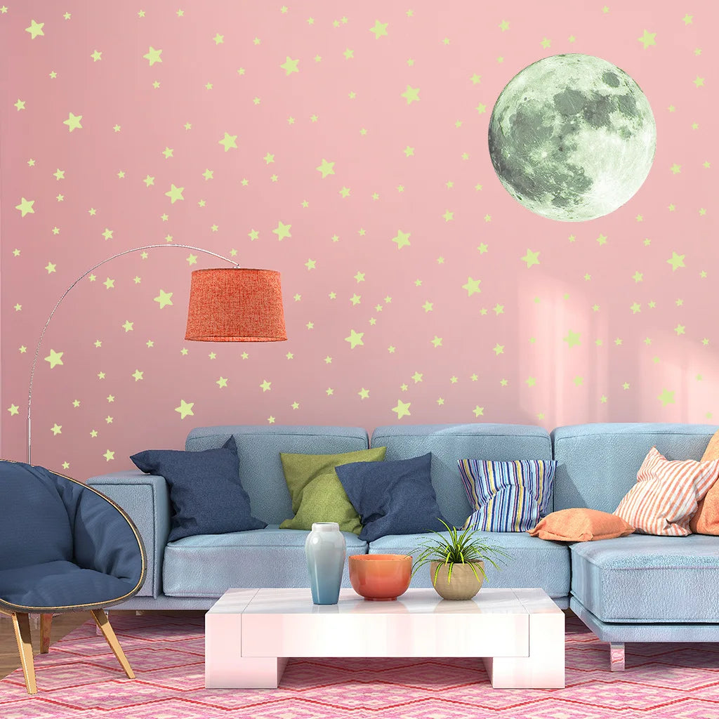 Luminous Moon Stars Wall Stickers for Kids room Bedroom Decor Glow in the dark Earth Wall Decals Noctilucent Stickers Home Decor