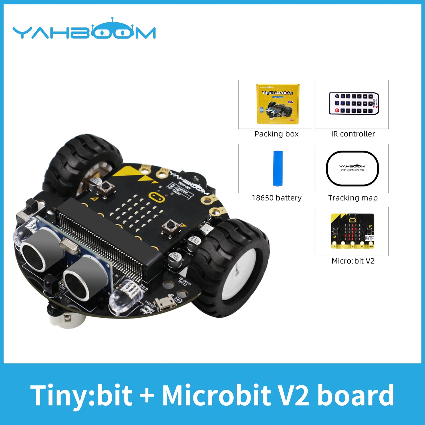 Yahboom Microbit Car Programmable Toys Coding Robotics for Microbit V2 V1 with Battery CE RoHS For STEM Education Microbit Robot