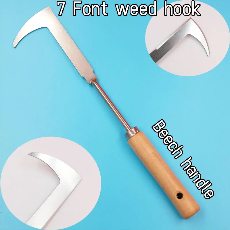 1 crack weeder Stainless steel manual weeder L-shaped pulling knife shovel sickle tool Weeding and pulling garden rake 11 teeth