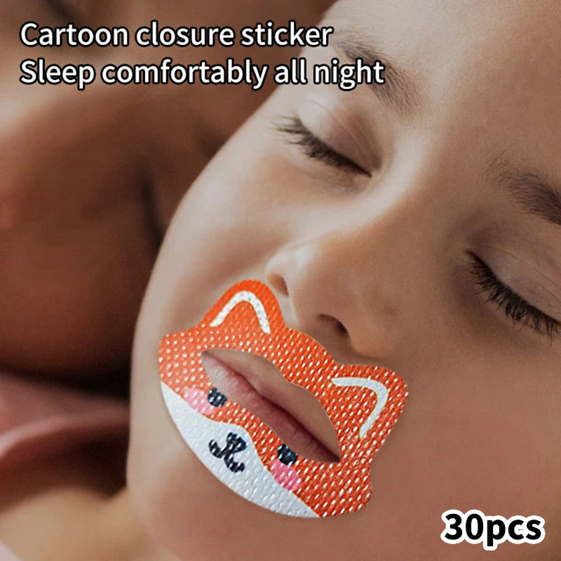 30PCS Correction Lip Nose Breathing Improving Patch For Children Cartoon Night Sleep Mouth Orthosis Tape Anti-Snoring Stickers