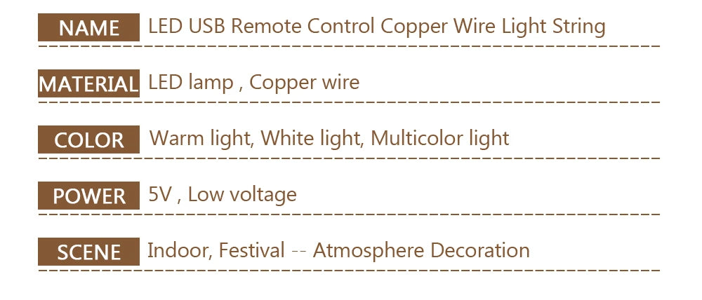 New Year Christmas Decoration Holiday Fairy Lamp Copper Wire USB Led Indoor Home Decor Warm White RGB String With Remote Control