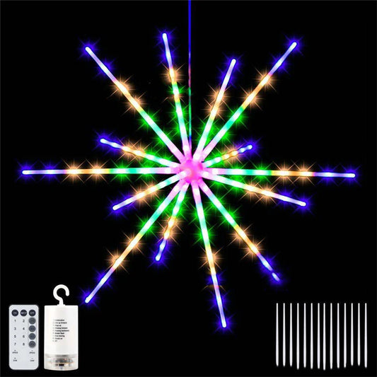 Outdoor Waterproof Starburst Christmas String Lights Battery Operated 112LED Hanging Firework Fairy Garden Lights Garland Decor