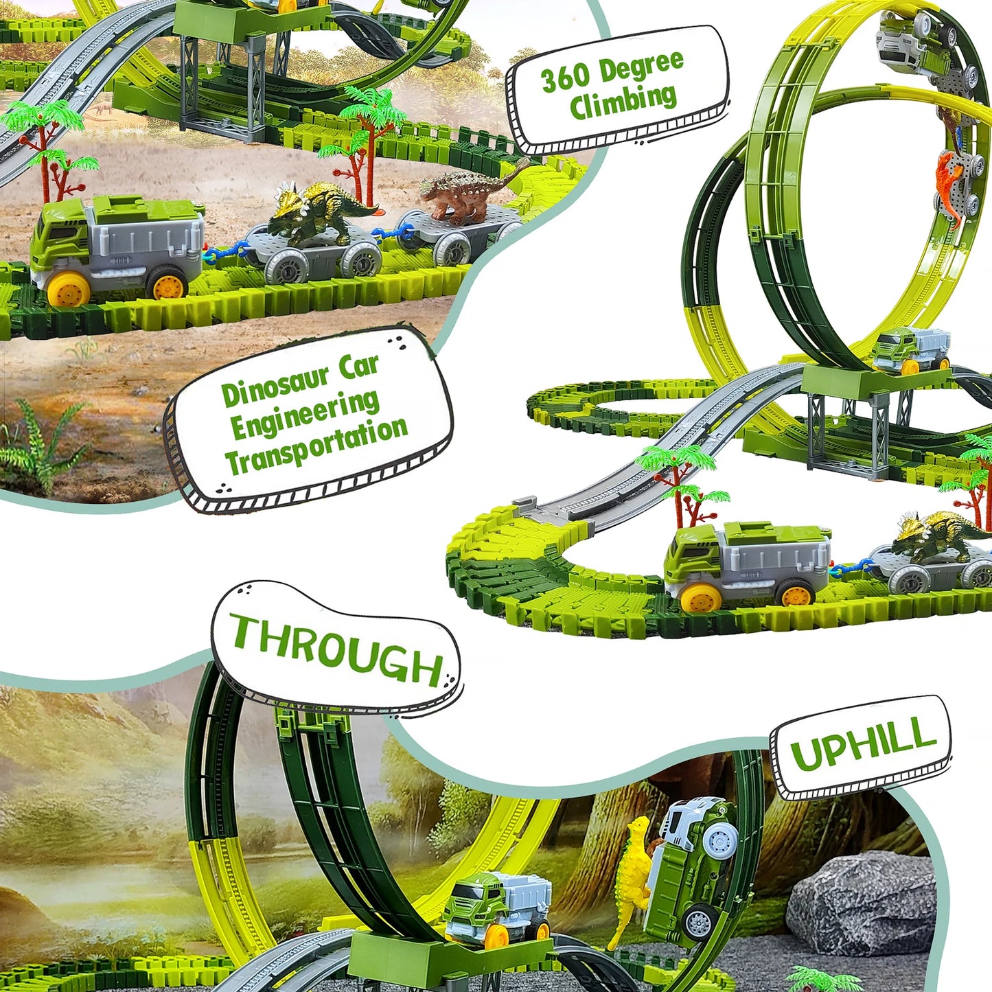 Dinosaur Toys Magic Climbing electric dinosaur car Track Railway Toy Bend Flexible Race Track High Quality Toy For Kid