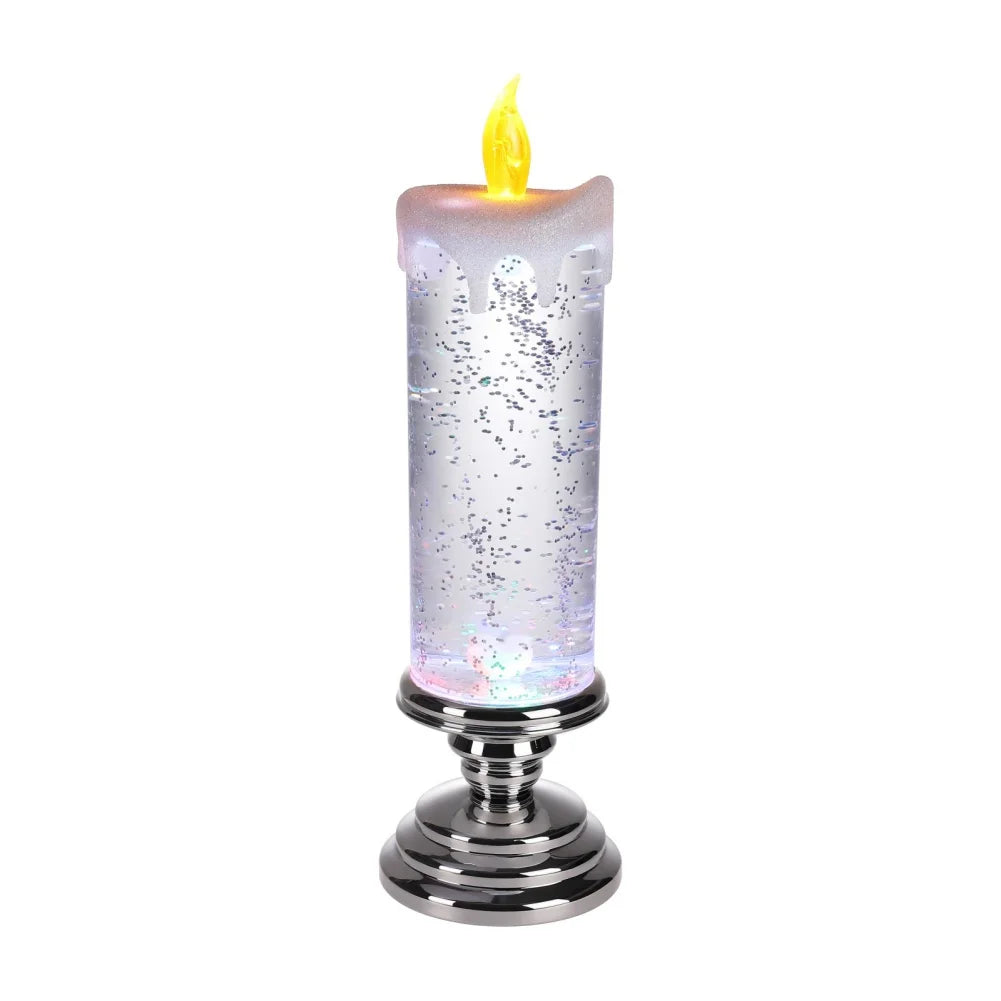 LED Christmas Candle LED Flameless Candle Light Swirling Glitter Colorful Fantasy Crystal Night Lights Xmas Party Home Decor