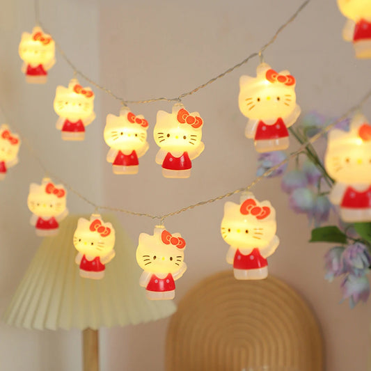 Ins Cute Cartoon Cat Fairy Lights 1.5M Battery String Light Decor Girls Kids Children's Room Bedroom Atmosphere Light Strip