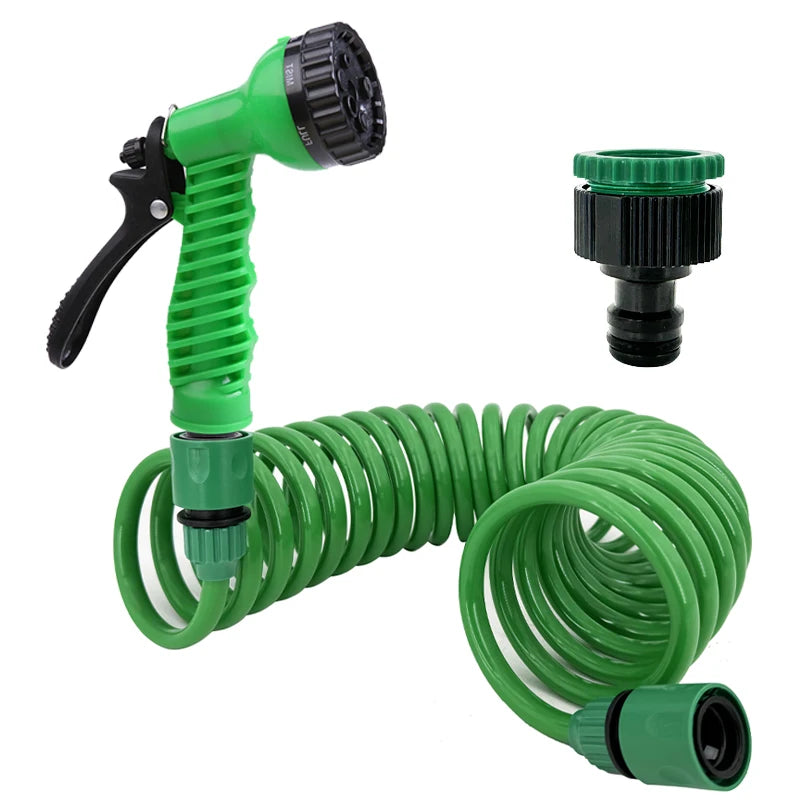 Garden Irrigation Water Pipe, Watering Nozzle, Garden Hose With 7-Function Nozzle, Car Cleaning Spring Pipe, Plastic Hose