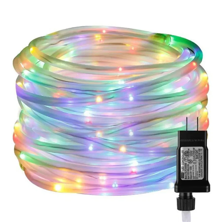 Christmas LED Rope Light Low Voltage 8 Mode Waterproof 12M 100LED Outdoor Clear Tube Light Rope and String For Deck Patio Garden