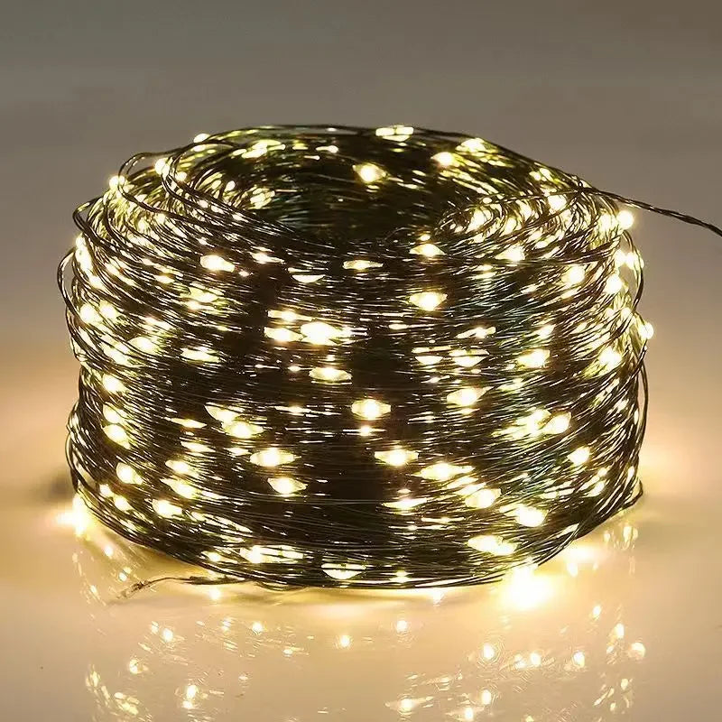 100M LED String Lights Fairy Green Wire Outdoor Christmas Lights Tree Garland For New Year Street Home Party Wedding Decoration