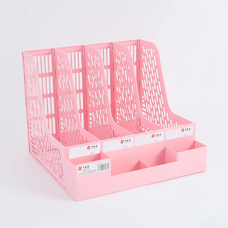 1 Pcs, Thickened, Quadruple File Bar, Desktop File Shelving, Storage Box, Pen Holder Frame, File Box, Office Supplies