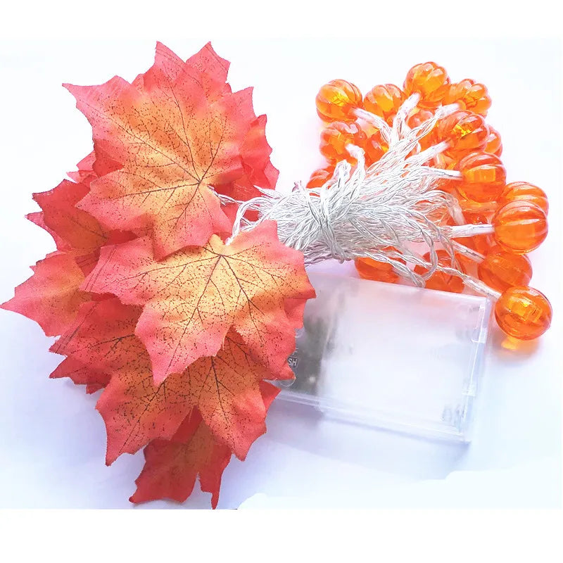 LED Halloween Light Garland Battery Powered Pumpkin Maple Leaf Fairy Light Garden Bedroom Party Xmas Tree Festive Decoration