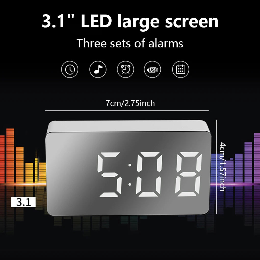 LED Digital Clock USB Rechargeable Tabletop Time Date Temperature Display Alarm Electronic Decorations Clocks Living Room