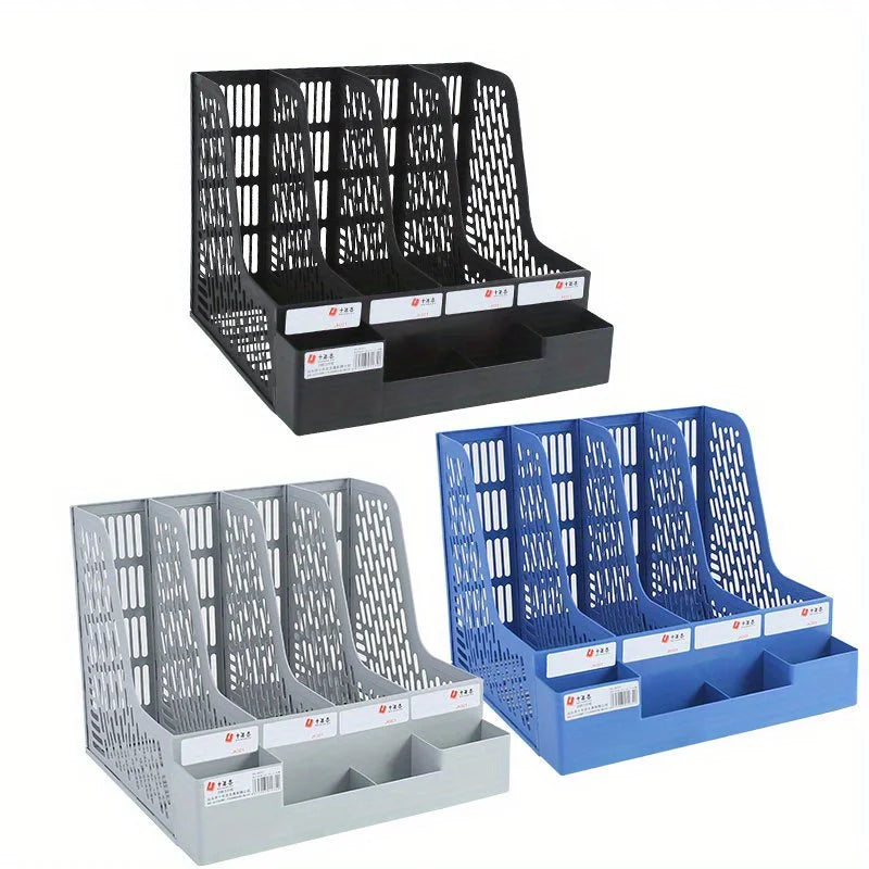 1 Pcs, Thickened, Quadruple File Bar, Desktop File Shelving, Storage Box, Pen Holder Frame, File Box, Office Supplies