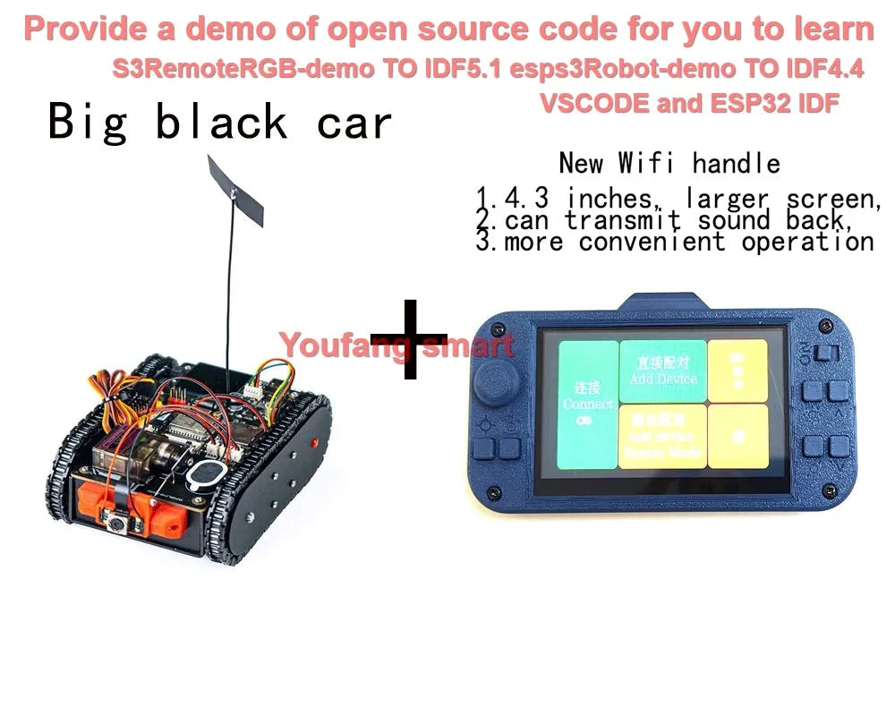 Esp32 Remote Control Tank Model Metal Chassis Tractor Crawler Balance Car Mount Truck Robot Chassis for Wifi RC Scout Robot Car