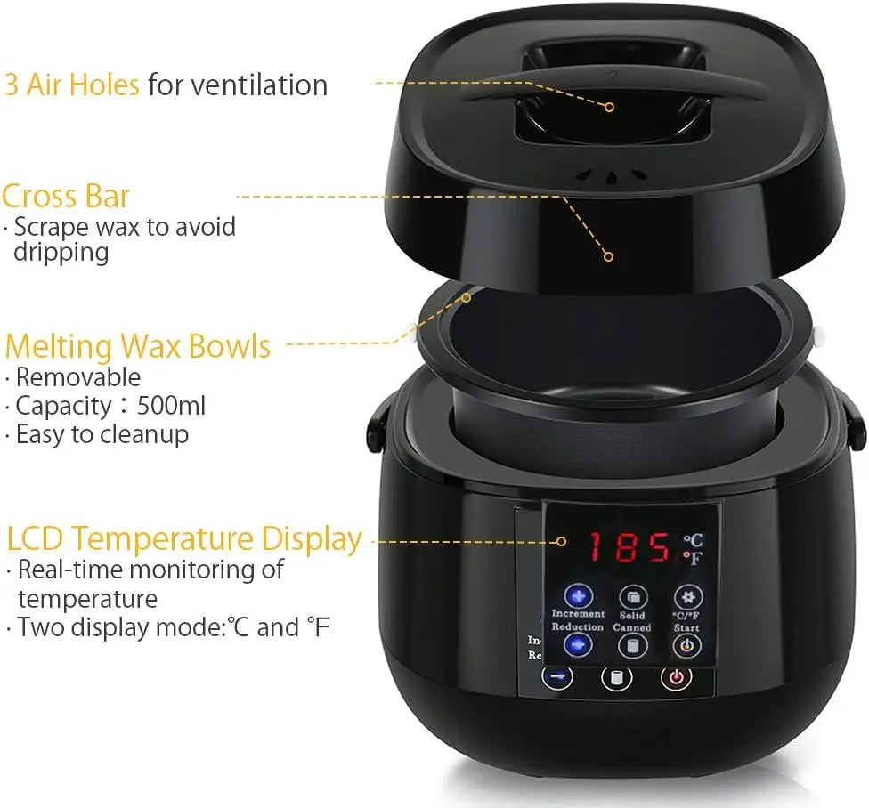 500ml Wax Heater Machine for Hair Removal Wax-melt Depilatory Epilator Machine Waxing Kit Paraffin Heater Wax Warmer Machine