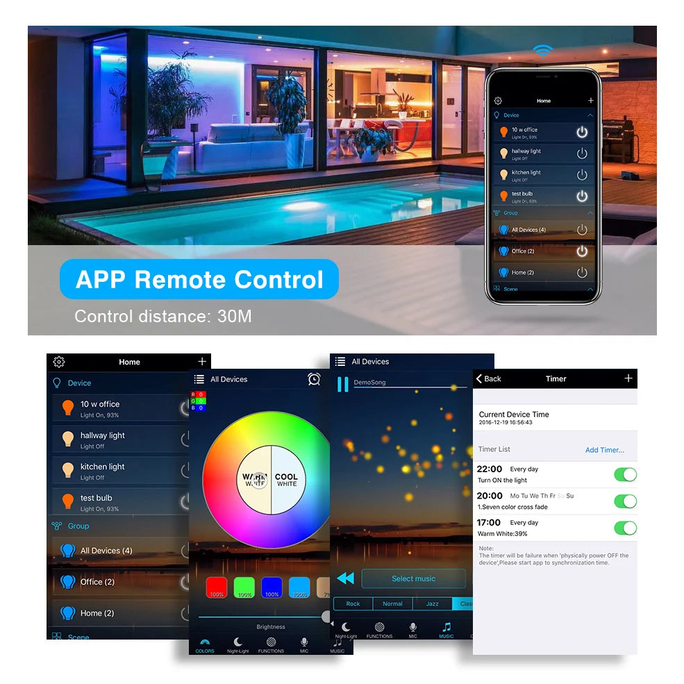 RGB WiFi LED Strip Light Bluetooth IR Controller DC 5V 12V 24V For Panel Timing Function Android IOS APP Google Magic Home