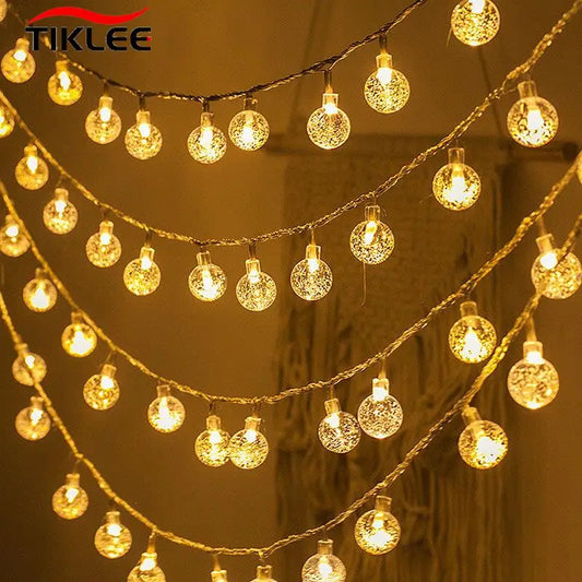 USB 2m Crystal ball Christmas String Light Snowflake xmas tree Bulb Fairy Lights Garland Party Home Wedding Christmas Decoration