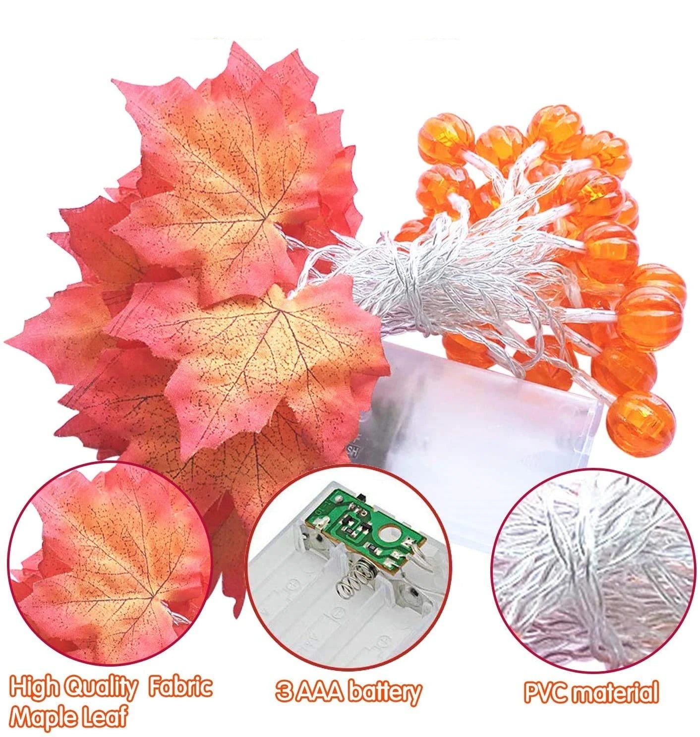 LED Halloween Light Garland Battery Powered Pumpkin Maple Leaf Fairy Light Garden Bedroom Party Xmas Tree Festive Decoration