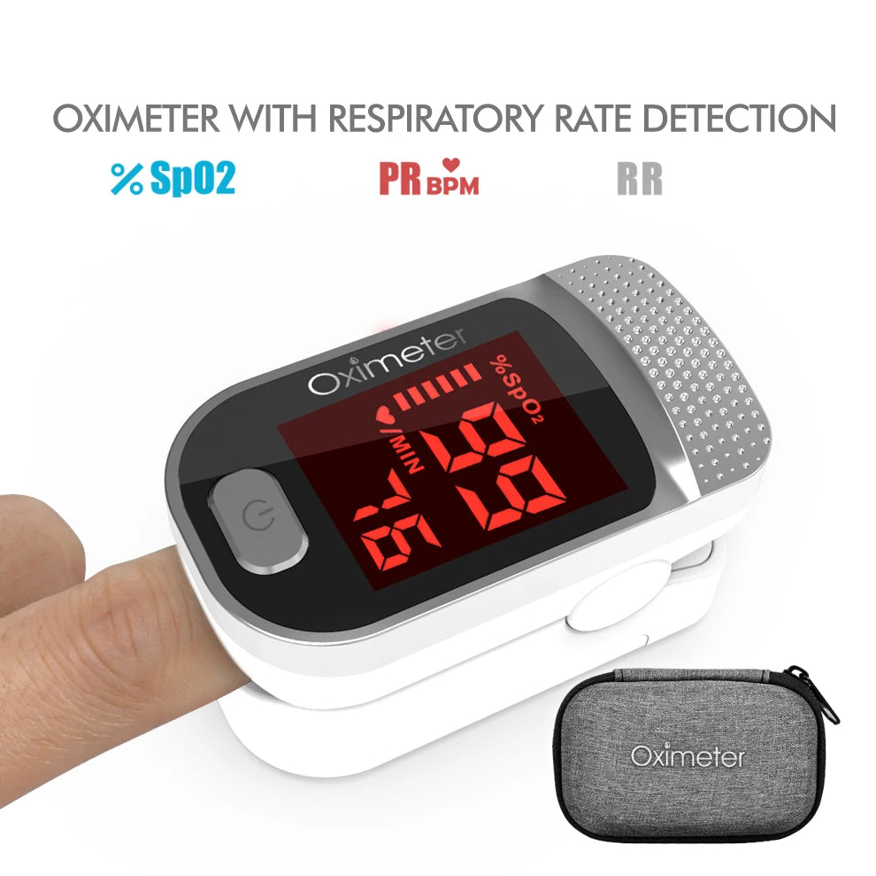 KIUZOU Finger Pulse Oximeter Blood Oxygen Saturation Meter Heart Rate Monitor LED Oximetro with Respiration rate