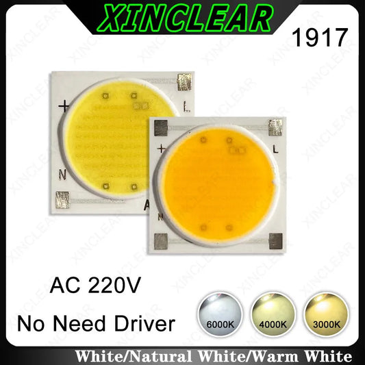 10PCS AC 220V NO Need Driver LED Chips Warm Natural White 3000-6000K 12W 15W 20W 30W 1917 COB Chip For DIY LED Bulb Track Light