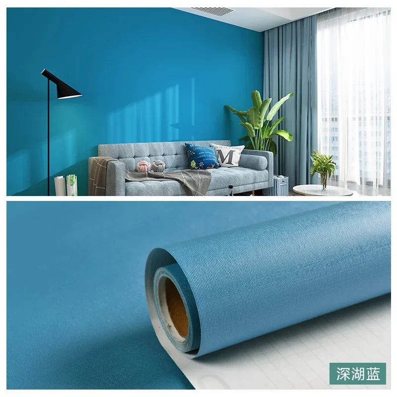 Matte Solid Color Wallpaper Furniture Cabinet Renovation Stickers Bedroom Vinyl Film DIY Self Adhesive Room Decor Wall Sticker