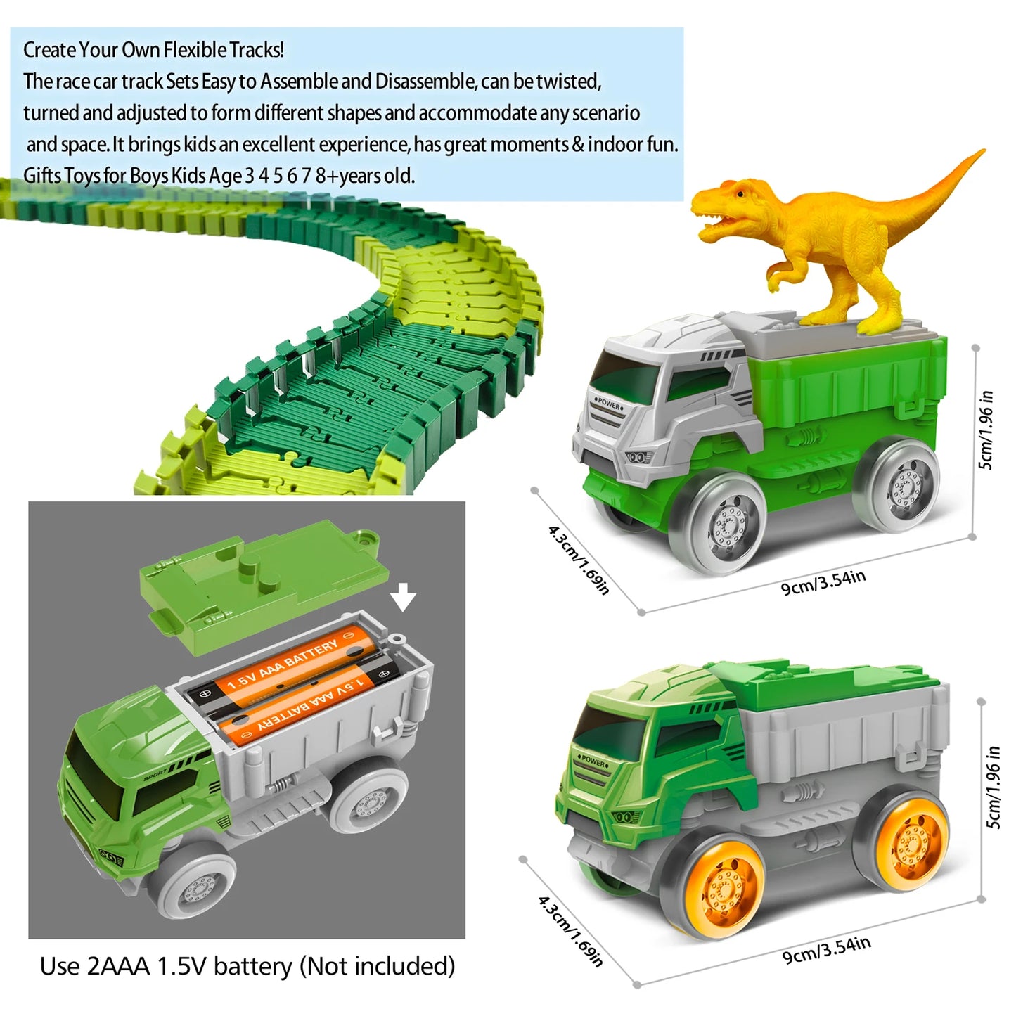 Dinosaur Toys Magic Climbing electric dinosaur car Track Railway Toy Bend Flexible Race Track High Quality Toy For Kid