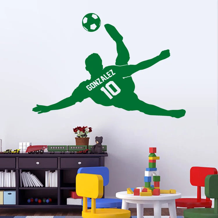 Personalized Soccer Player Name and Number Wall Sticker Vinyl Home Decor Kids Boys Room Bedroom Sport Football Decals Mural 3N01