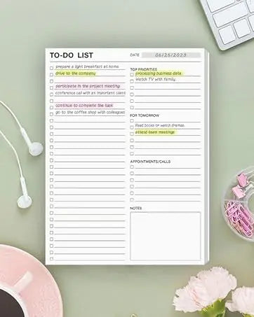 To Do List Notepad Daily Planner Notepad 104 Pages Task Planner 6.7"x9.8" Notebook with Checklist Productivity Planning Pad