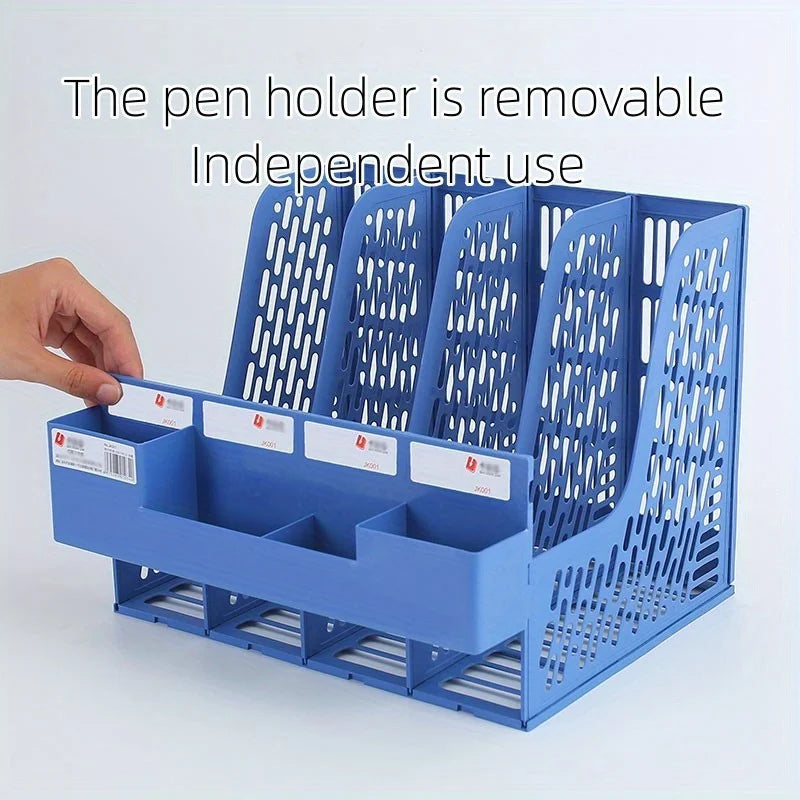 1 Pcs, Thickened, Quadruple File Bar, Desktop File Shelving, Storage Box, Pen Holder Frame, File Box, Office Supplies