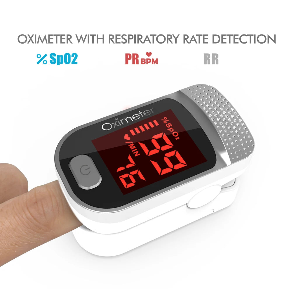 KIUZOU Finger Pulse Oximeter Blood Oxygen Saturation Meter Heart Rate Monitor LED Oximetro with Respiration rate